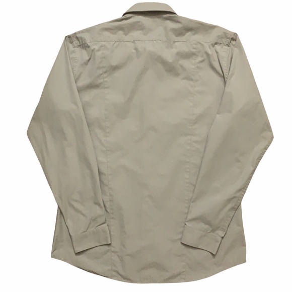 Tesla Long Sleeve Button Shirt Logo Beige L - Picture 2 of 5